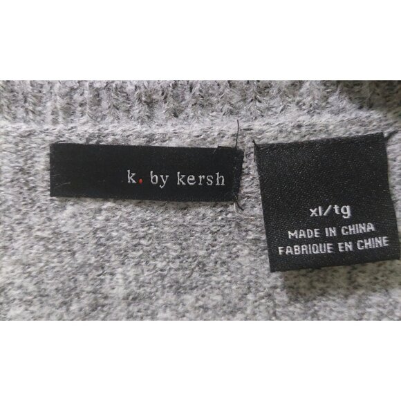 k. by kersh Women's Gray Short Sleeve Cardigan W/ White Heart on Back Size XL - Picture 3 of 10